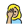 Woman Facepalming: Medium-Light Skin Tone Emoji 🤦🏼‍♀️ image - OpenMoji style