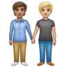 People Holding Hands: Medium Skin Tone, Medium-Light Skin Tone Emoji 🧑🏽‍🤝‍🧑🏼 image - WhatsApp style