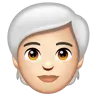 Person: Light Skin Tone, White Hair Emoji 🧑🏻‍🦳 image - WhatsApp style