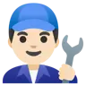 Man Mechanic: Light Skin Tone Emoji 👨🏻‍🔧 image - Google Noto Color style