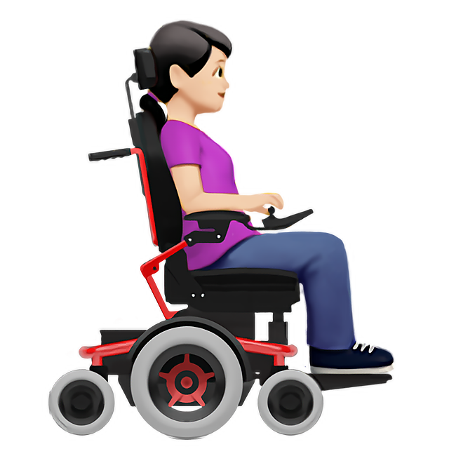Woman In Motorized Wheelchair Facing Right: Light Skin Tone