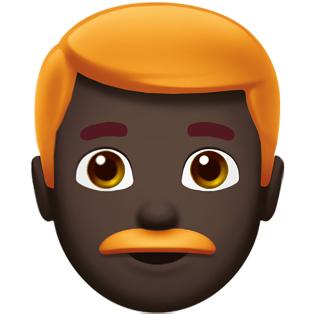 Man: Dark Skin Tone, Red Hair