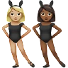 Women With Bunny Ears: Medium-Light Skin Tone, Medium-Dark Skin Tone Emoji 👩🏼‍🐰‍👩🏾 image - Apple style