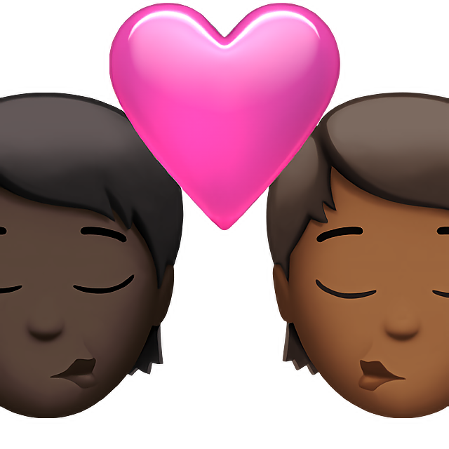 Kiss: Person, Person, Dark Skin Tone, Medium-Dark Skin Tone