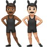 Men With Bunny Ears: Medium-Dark Skin Tone, Light Skin Tone Emoji 👨🏾‍🐰‍👨🏻 image - Apple style