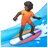 Person Surfing: Dark Skin Tone