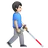 Man With White Cane Facing Right: Light Skin Tone