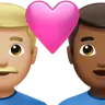 Couple With Heart: Man, Man, Medium-Light Skin Tone, Medium-Dark Skin Tone Emoji 👨🏼‍❤️‍👨🏾 image - Apple style