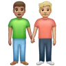 Men Holding Hands: Medium Skin Tone, Medium-Light Skin Tone Emoji 👨🏽‍🤝‍👨🏼 image - WhatsApp style