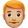 Man: Medium-Light Skin Tone, Red Hair Emoji 👨🏼‍🦰 image - Apple style