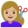 Woman Getting Haircut: Medium-Light Skin Tone Emoji 💇🏼‍♀️ image - Google Noto Color style