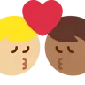 Kiss: Man, Man, Medium-Light Skin Tone, Medium-Dark Skin Tone Emoji 👨🏼‍❤️‍💋‍👨🏾 image - Twitter / X (Twemoji) style