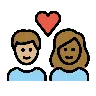 Couple With Heart: Person, Person, Medium-Light Skin Tone, Medium-Dark Skin Tone Emoji 🧑🏼‍❤️‍🧑🏾 image - OpenMoji style