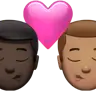 Kiss: Man, Man, Dark Skin Tone, Medium Skin Tone Emoji 👨🏿‍❤️‍💋‍👨🏽 image - Apple style