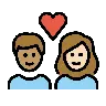 Couple With Heart: Person, Person, Medium Skin Tone, Light Skin Tone Emoji 🧑🏽‍❤️‍🧑🏻 image - OpenMoji style