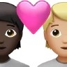Couple With Heart: Person, Person, Dark Skin Tone, Medium-Light Skin Tone Emoji 🧑🏿‍❤️‍🧑🏼 image - Apple style
