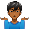 Man Shrugging: Medium-Dark Skin Tone Emoji 🤷🏾‍♂️ image - Emojidex style