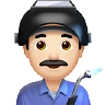 Man Factory Worker: Light Skin Tone Emoji 👨🏻‍🏭 image - Apple style
