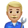 Man Mechanic: Medium-Light Skin Tone Emoji 👨🏼‍🔧 image - Apple style