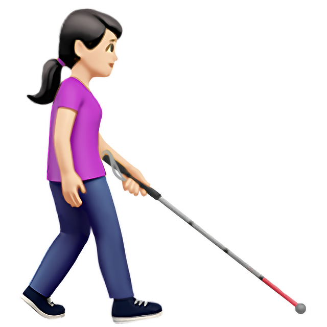 Woman With White Cane Facing Right: Light Skin Tone