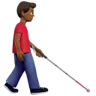Man With White Cane Facing Right: Medium-Dark Skin Tone Emoji 👨🏾‍🦯‍➡️ image - Apple style