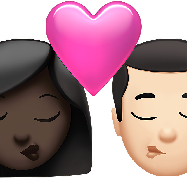 Kiss: Woman, Man, Dark Skin Tone, Light Skin Tone