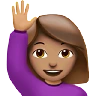 Woman Raising Hand: Medium Skin Tone Emoji 🙋🏽‍♀️ image - Apple style