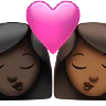 Kiss: Woman, Woman, Dark Skin Tone, Medium-Dark Skin Tone Emoji 👩🏿‍❤️‍💋‍👩🏾 image - Apple style