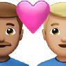 Couple With Heart: Man, Man, Medium Skin Tone, Medium-Light Skin Tone Emoji 👨🏽‍❤️‍👨🏼 image - Apple style