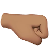 Right-Facing Fist: Medium Skin Tone Emoji 🤜🏽 image - Apple style