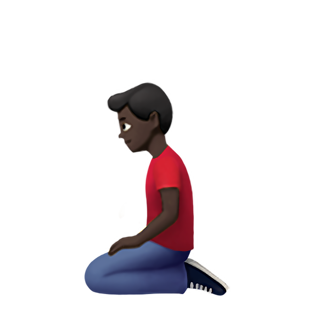 Man Kneeling: Dark Skin Tone
