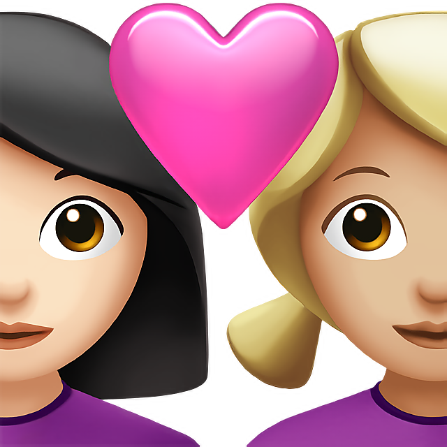 Couple With Heart: Woman, Woman, Light Skin Tone, Medium-Light Skin Tone