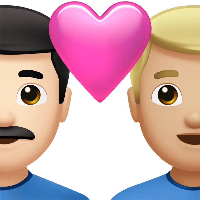 Couple With Heart: Man, Man, Light Skin Tone, Medium-Light Skin Tone