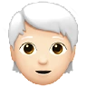Person: Light Skin Tone, White Hair Emoji 🧑🏻‍🦳 image - Apple style