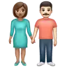 Woman And Man Holding Hands: Medium Skin Tone, Light Skin Tone Emoji 👩🏽‍🤝‍👨🏻 image - WhatsApp style