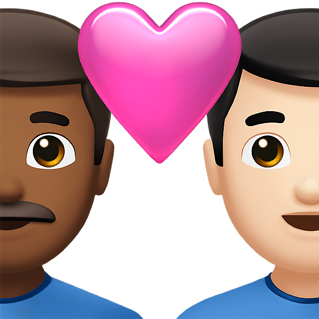 Couple With Heart: Man, Man, Medium-Dark Skin Tone, Light Skin Tone