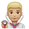 Man Health Worker: Medium-Light Skin Tone Emoji 👨🏼‍⚕️ image - WhatsApp style