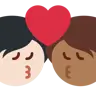 Kiss: Person, Person, Light Skin Tone, Medium-Dark Skin Tone Emoji 🧑🏻‍❤️‍💋‍🧑🏾 image - Twitter / X (Twemoji) style