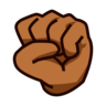 Raised Fist: Medium-Dark Skin Tone Emoji ✊🏾 image - Emojidex style