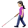Woman With White Cane: Light Skin Tone Emoji 👩🏻‍🦯 image - Apple style