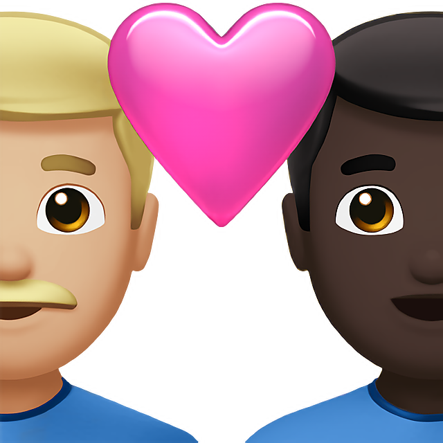Couple With Heart: Man, Man, Medium-Light Skin Tone, Dark Skin Tone