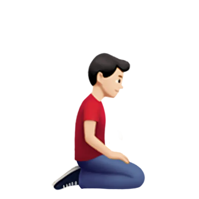 Man Kneeling Facing Right: Light Skin Tone