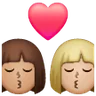Kiss: Woman, Woman, Medium-Light Skin Tone, Medium Skin Tone Emoji 👩🏼‍❤️‍💋‍👩🏽 image - Samsung style