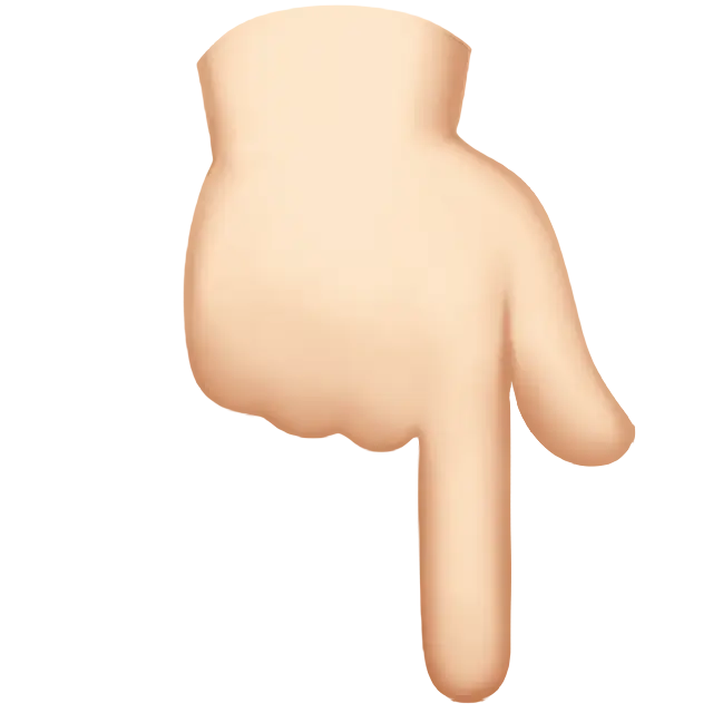 Backhand Index Pointing Down: Light Skin Tone