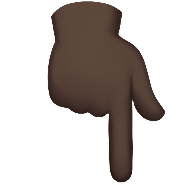 Backhand Index Pointing Down: Dark Skin Tone