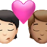 Kiss: Person, Person, Light Skin Tone, Medium Skin Tone Emoji 🧑🏻‍❤️‍💋‍🧑🏽 image - Apple style
