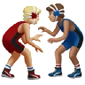 Men Wrestling: Medium-Light Skin Tone, Medium Skin Tone Emoji 👨🏼‍🫯‍👨🏽 image - Apple style