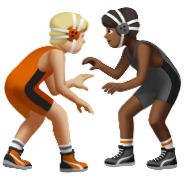 People Wrestling: Medium-Light Skin Tone, Medium-Dark Skin Tone