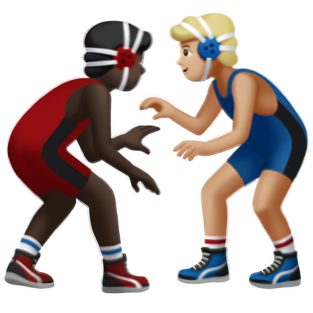 Men Wrestling: Dark Skin Tone, Medium-Light Skin Tone
