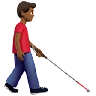 Man With White Cane Facing Right: Medium-Dark Skin Tone Emoji 👨🏾‍🦯‍➡️ image - Apple style